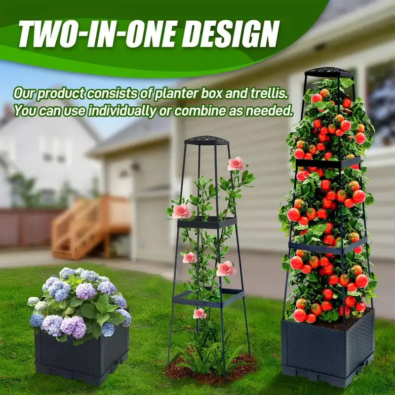 Hydroponic Tower - Tomatentoren met zelfwaterende plantenbak en klimrek
