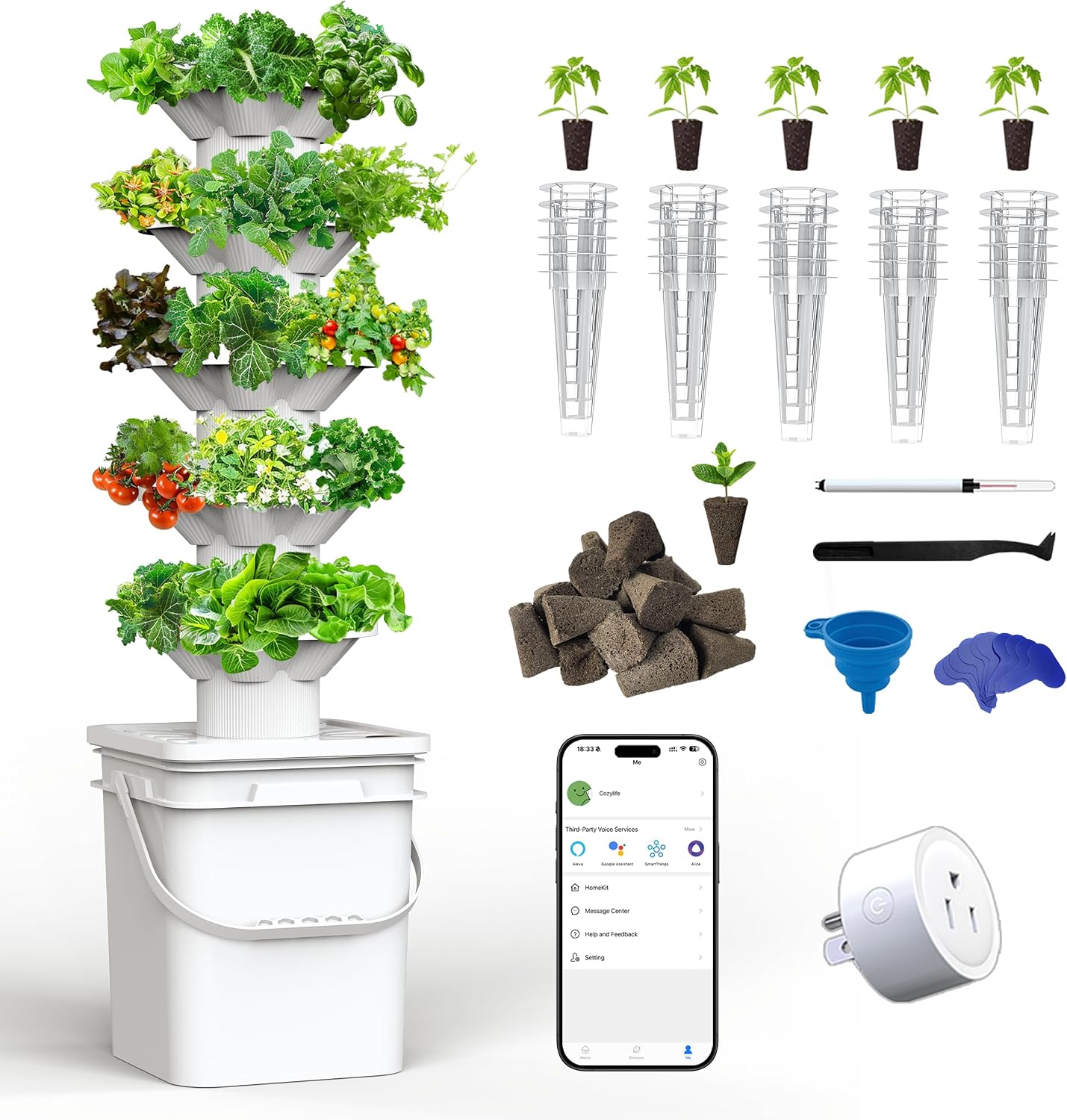Indoor Garden Kit - Hydroponisch kweeksysteem kit, 5-laags hydroponische toren,