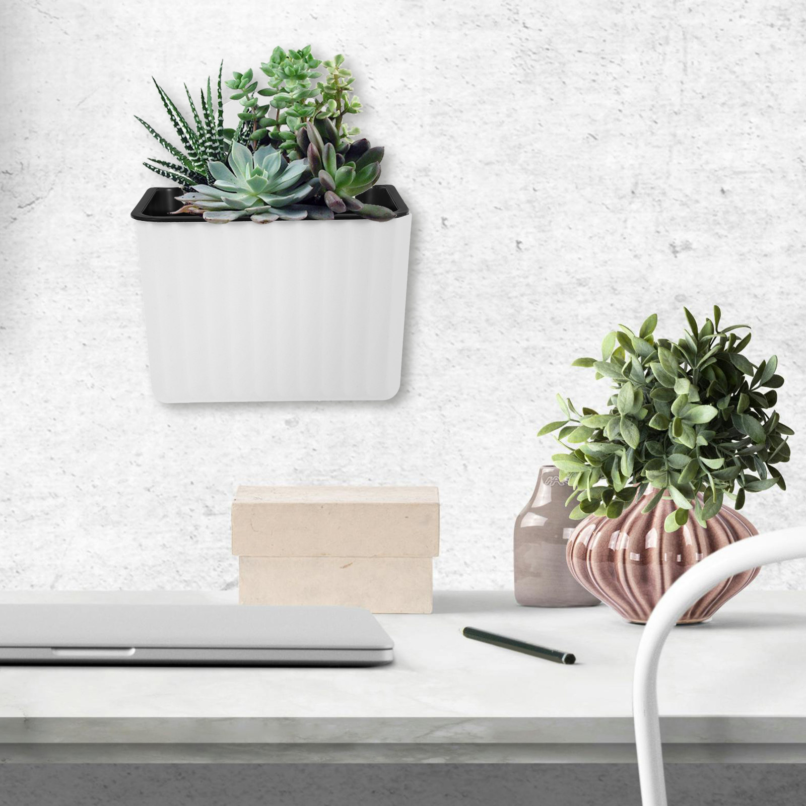 Self Watering Planter - 2 stuks wandbevestigbare bloempotten, zelfwatergevende plantenbakken,