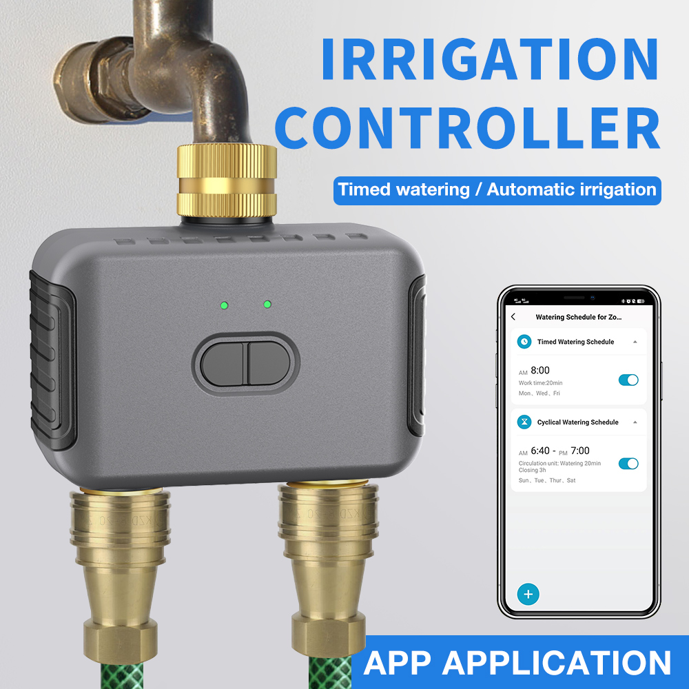 Smart Garden System - Tuya 2-zone besproeiingstimer Tuin Automatische irrigatiecontroller