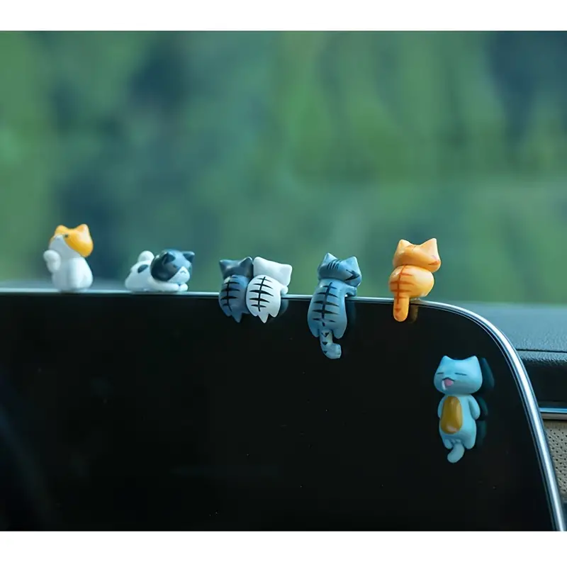 6 stks PVC Cartoon Kat Beeldje - Plant Monitor recensie en prijs